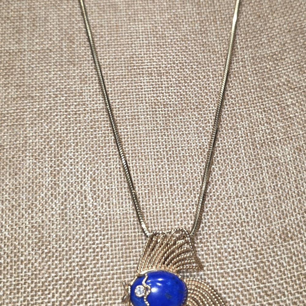 Stunning Gold Necklace with Royal Blue Accent